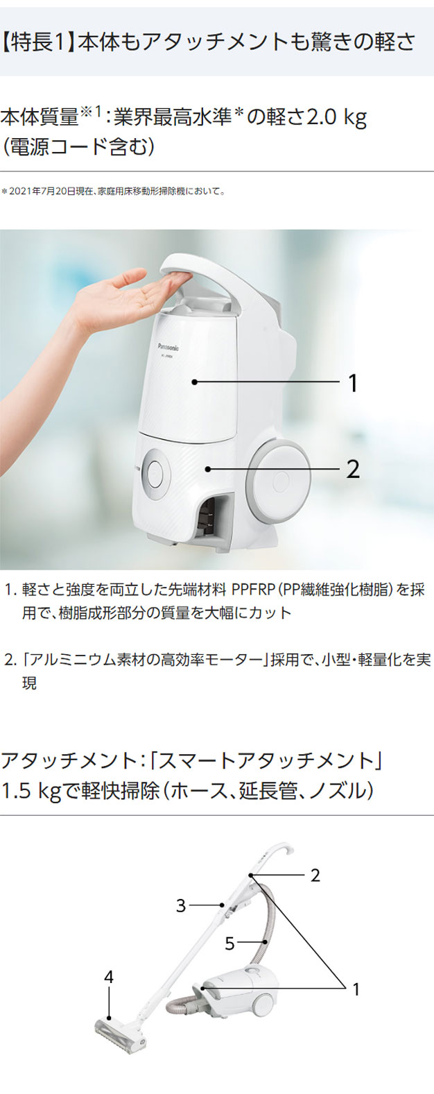 パナソニック 紙パック式掃除機 日本製 からまなブラシ MC-JP840K-W