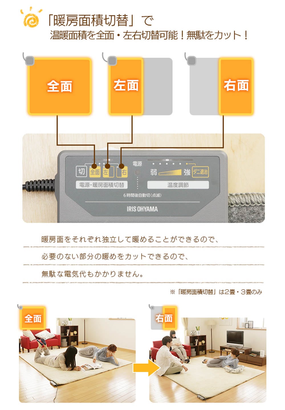 アイリスオーヤマ 電気ホットカーペット 2畳 ベーシック IHC-20-H