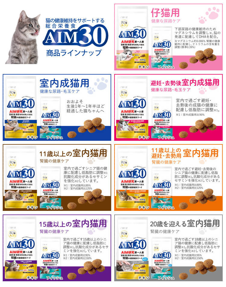 AIM30 20歳を迎える室内猫用 腎臓の健康ケア フィッシュ600ｇ ×10